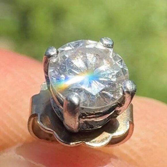 Vintage 1/4 carat Diamond 14k White Gold Earring SINGLE - Great Mens Man Earring - Picture 1 of 8